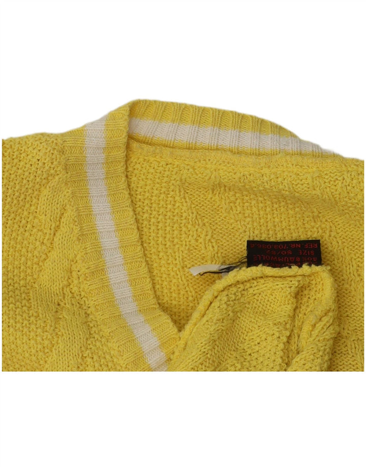 vintage Homme Col V Pull Pull IT 50/52 Polyacrylique Jaune Moyen