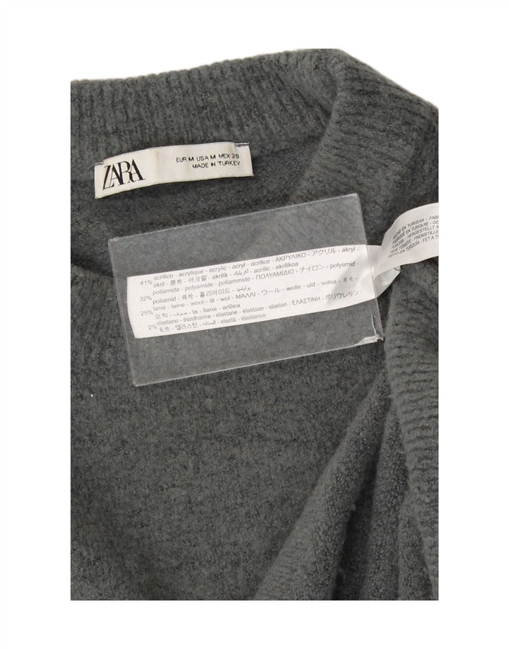 Zara Pull surdimensionné à col rond pour femme UK 14 Acrylique gris moyen