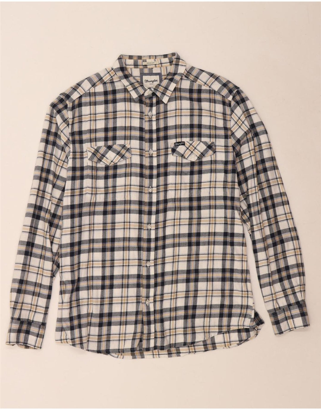 WRANGLER Chemise en flanelle coupe régulière pour homme XL en coton à carreaux blancs