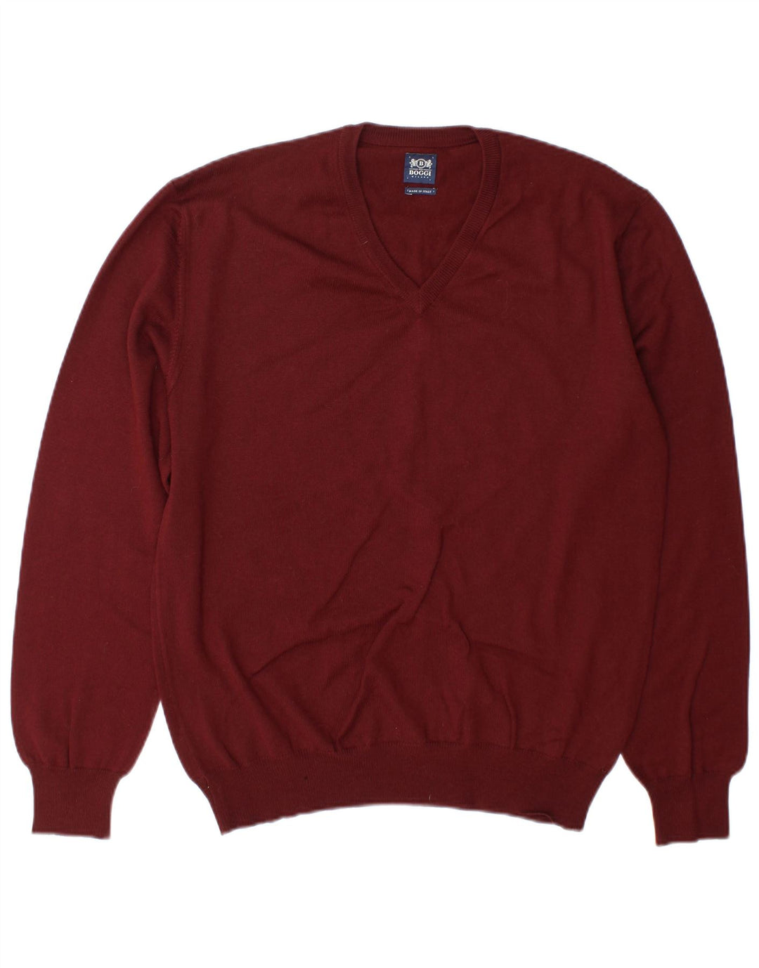 Boggi Pull col V pour homme Taille L Bordeaux