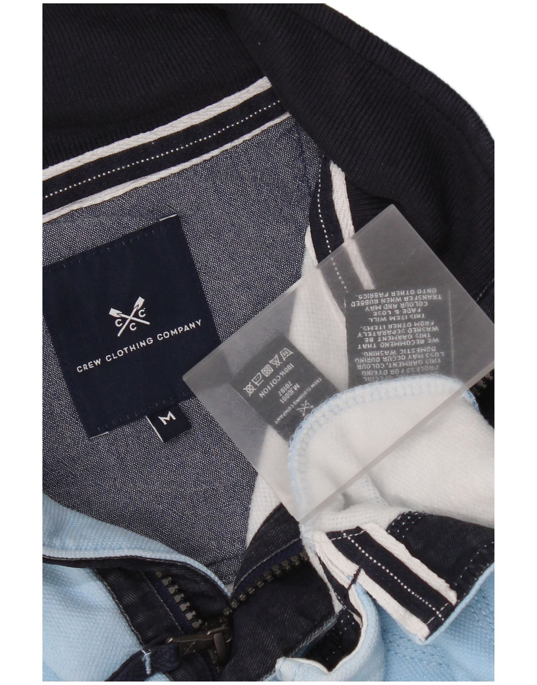Crew Clothing Sweat-shirt à col zippé pour homme en coton bleu moyen
