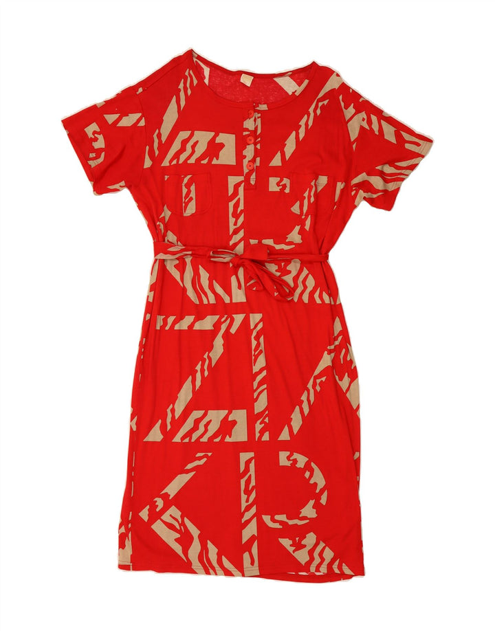KRIZIA Womens Graphic Basic Dress IT 48 XL Red Geometric Vintage Krizia and Second-Hand Krizia from Messina Hembry 