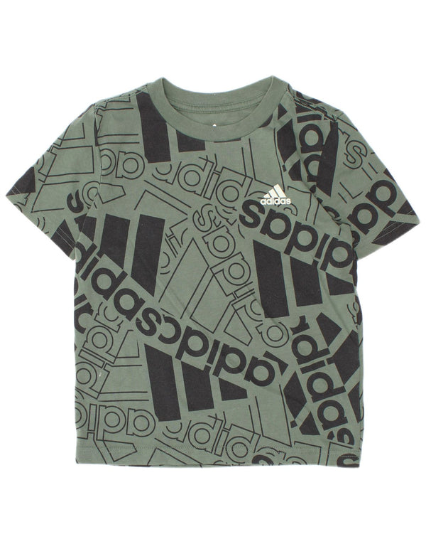 Adidas Garçons Regular Fit Graphic T-Shirt Top 4-5 ans Vert Coton
