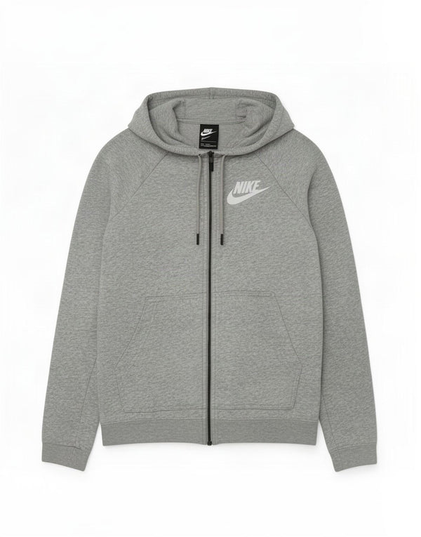 Nike Pull à capuche zippé surdimensionné pour femme UK 6 XS Gris Coton