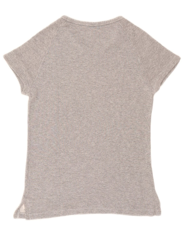 Fred Perry T-Shirt Femme Top UK 10 Petit Gris Coton
