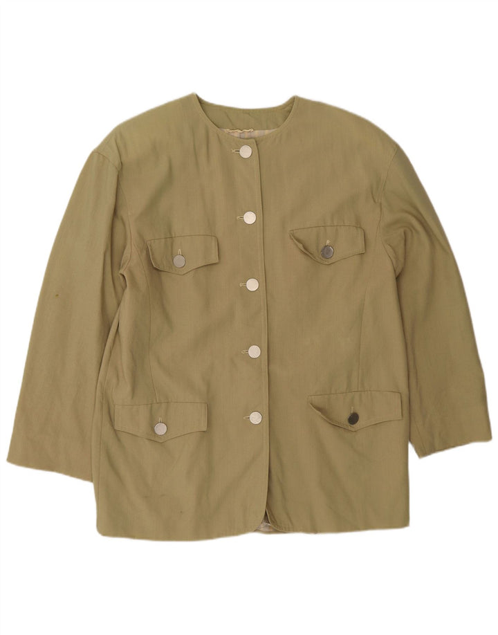 Marella Veste blazer surdimensionnée à 5 boutons pour femme UK 10 Petite laine kaki