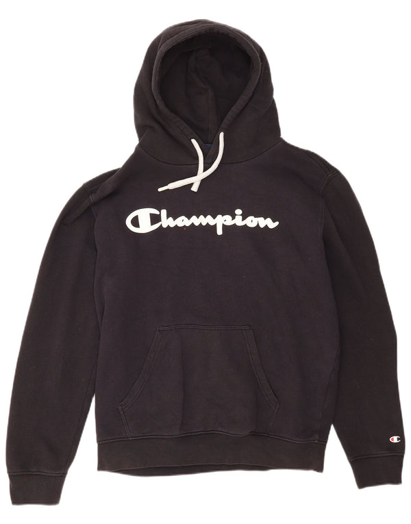 Champion Pull à capuche surdimensionné graphique pour femme UK 16 Large Noir Coton