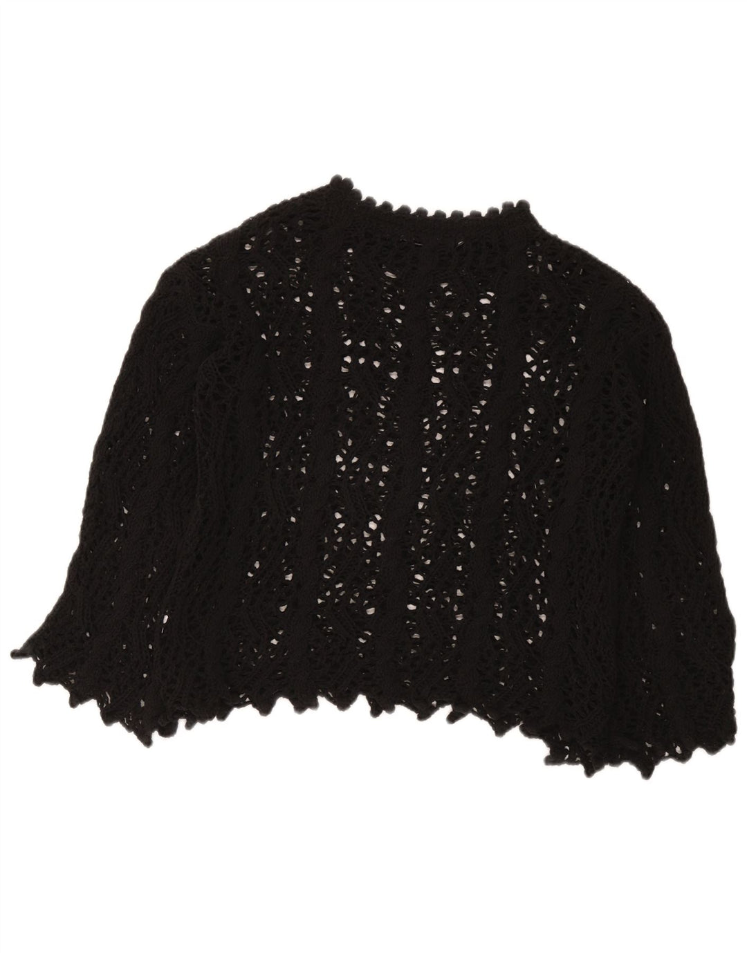 Zara Womens Crochet Blouse Top UK 10 Petit Noir