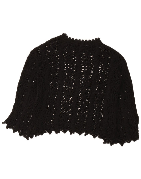 Zara Womens Crochet Blouse Top UK 10 Petit Noir