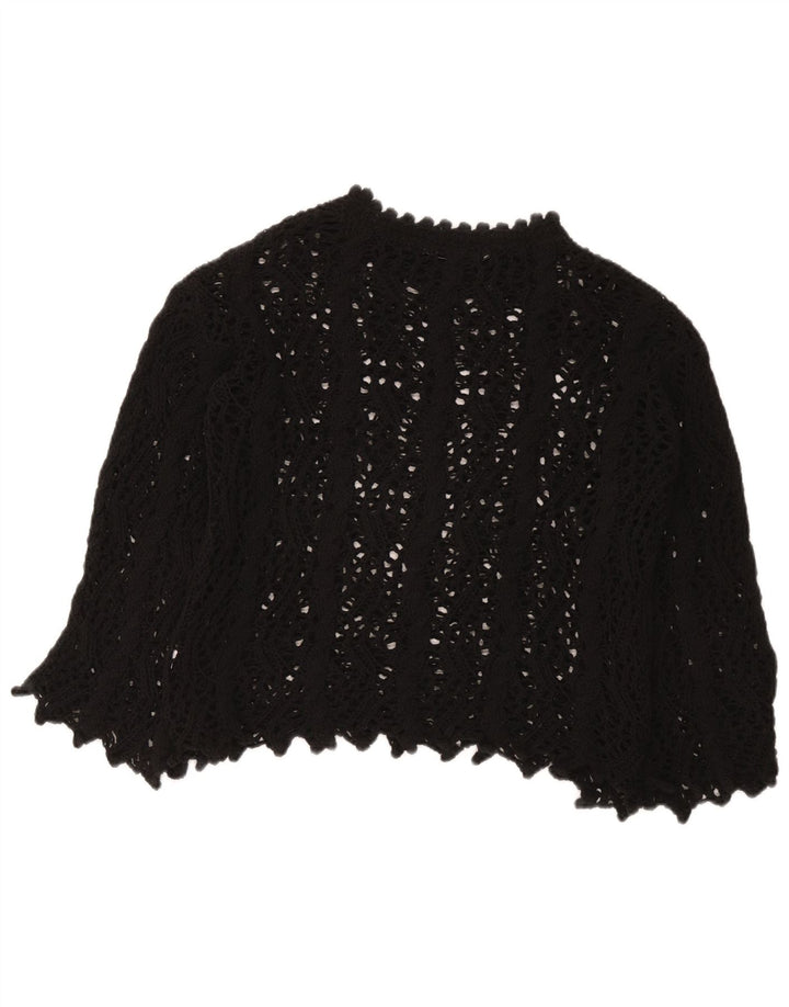 Zara Womens Crochet Blouse Top UK 10 Petit Noir
