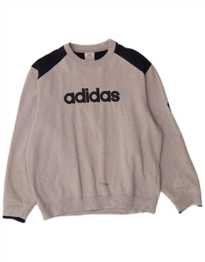 Adidas Sweat-shirt graphique pour hommes, grand, gris, colour block