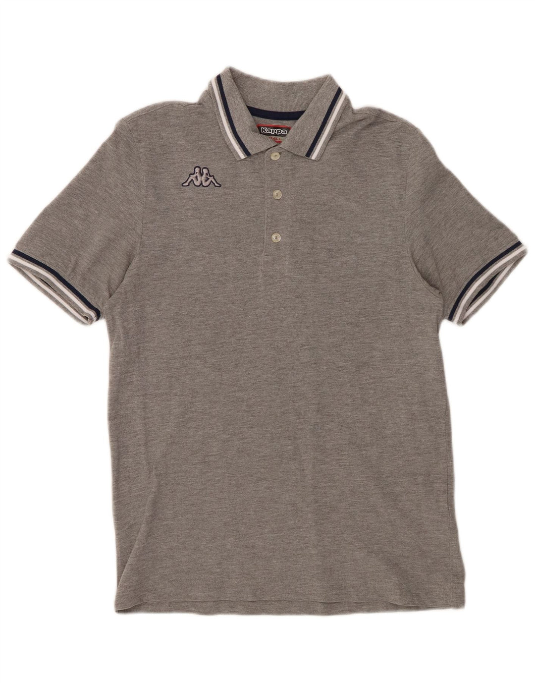 KAPPA Polo Homme Petit Gris Rayé Coton