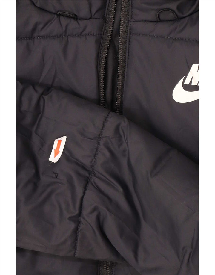 Nike Veste matelassée à capuche graphique pour femme UK 10 Small Noir Polyester