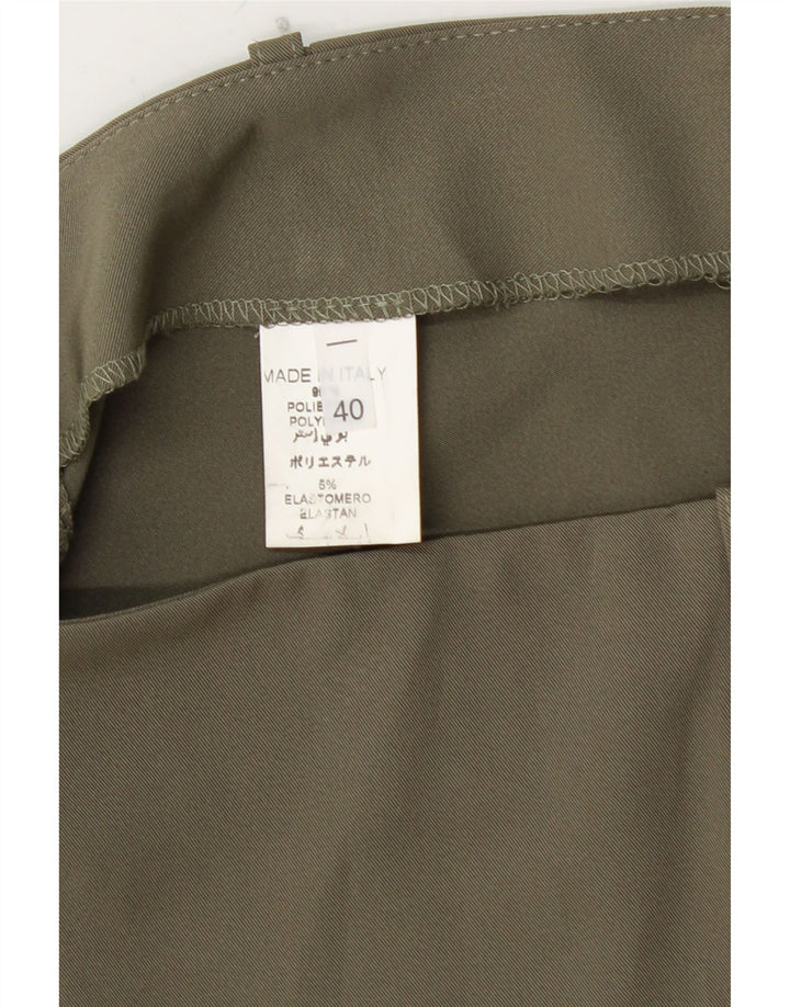 VINTAGE Femme Taille Basse Mini Jupe IT 40 Petit W28 Kaki Polyester