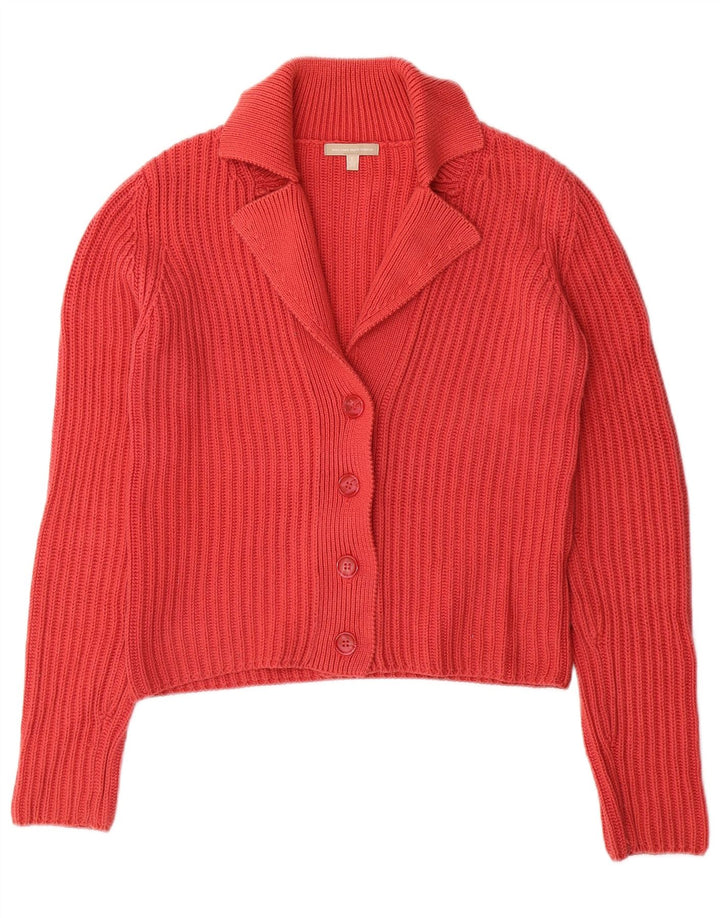 Massimo Dutti Pull Cardigan Femme UK 10 Petit Coton Rouge