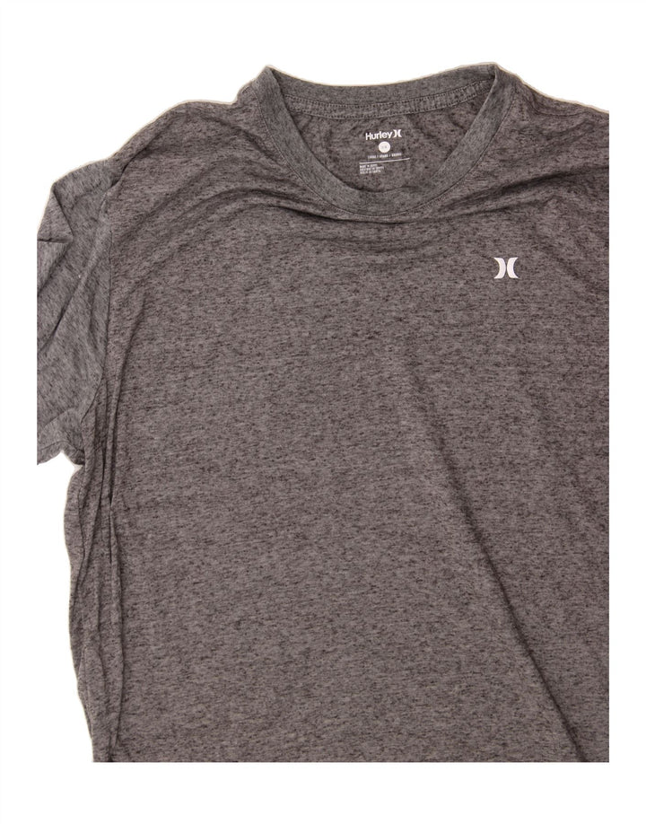 HURLEY Mens T-Shirt Top Large Grey Flecked Polyester Vintage Hurley and Second-Hand Hurley from Messina Hembry 