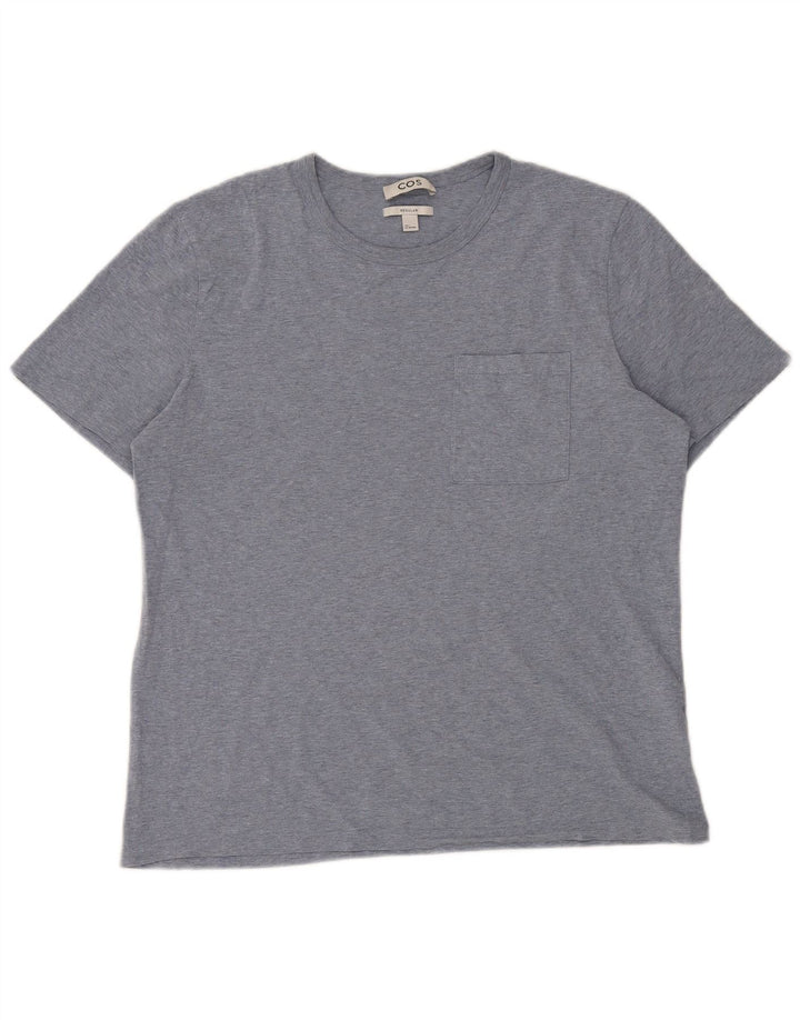 Cos T-Shirt Regular Homme Haut Large Bleu Moucheté Coton