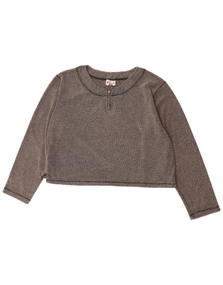 Champion Haut court à manches longues pour femme UK 46 Large Gris Moucheté Polyester