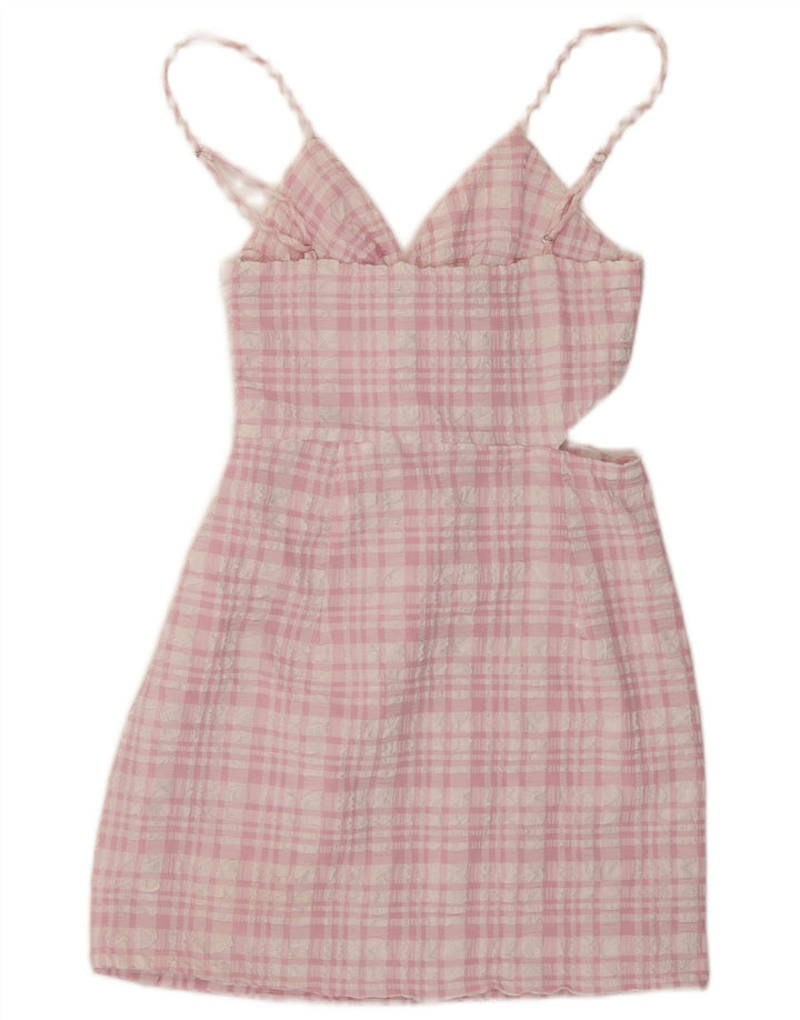 Zara Robe d'été découpée pour femme UK 8 Petit carreaux roses