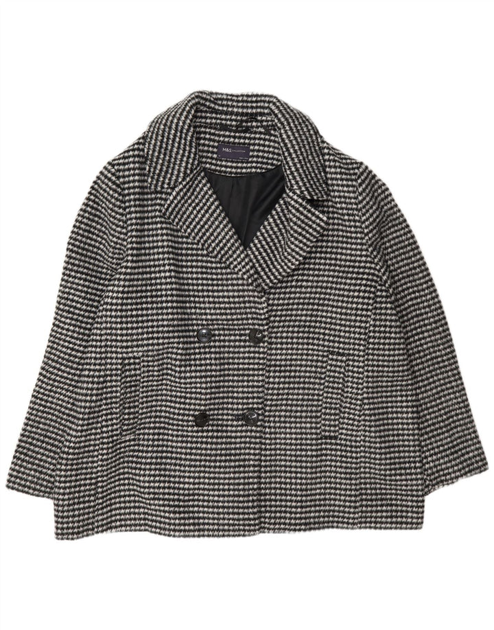 Marks & Spencer Caban pour femme UK 24 4XL Noir pied-de-poule Polyester