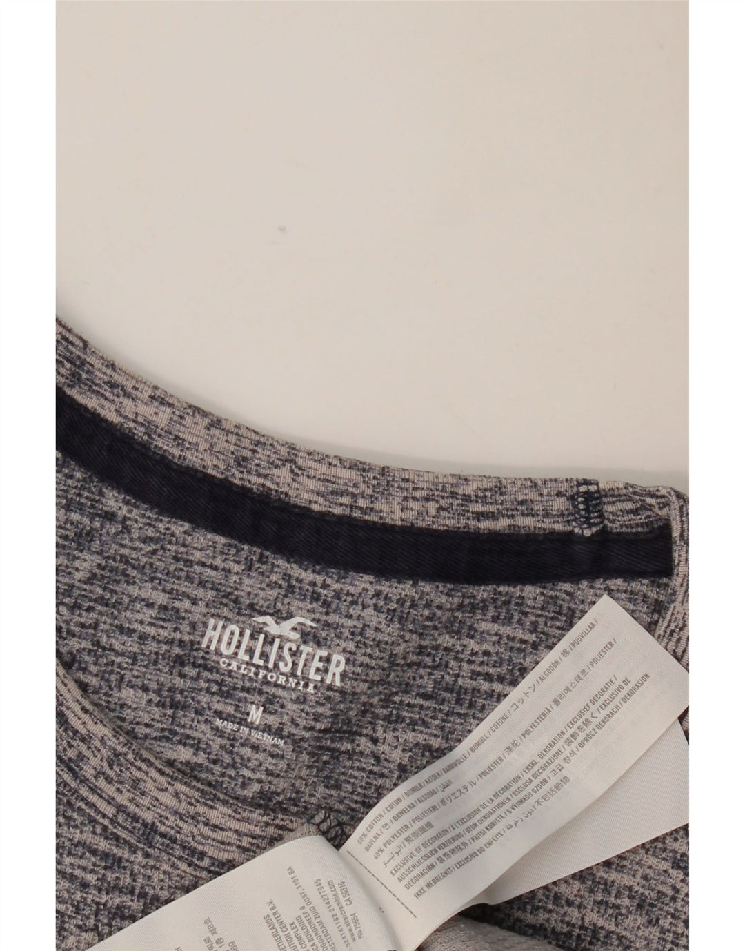 HOLLISTER Haut à manches longues pour homme Bleu marine moyen en coton moucheté