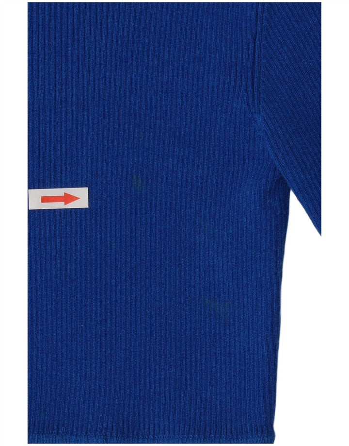 Zara Womens Crop Top Manches Longues UK 8 Small Bleu Viscose