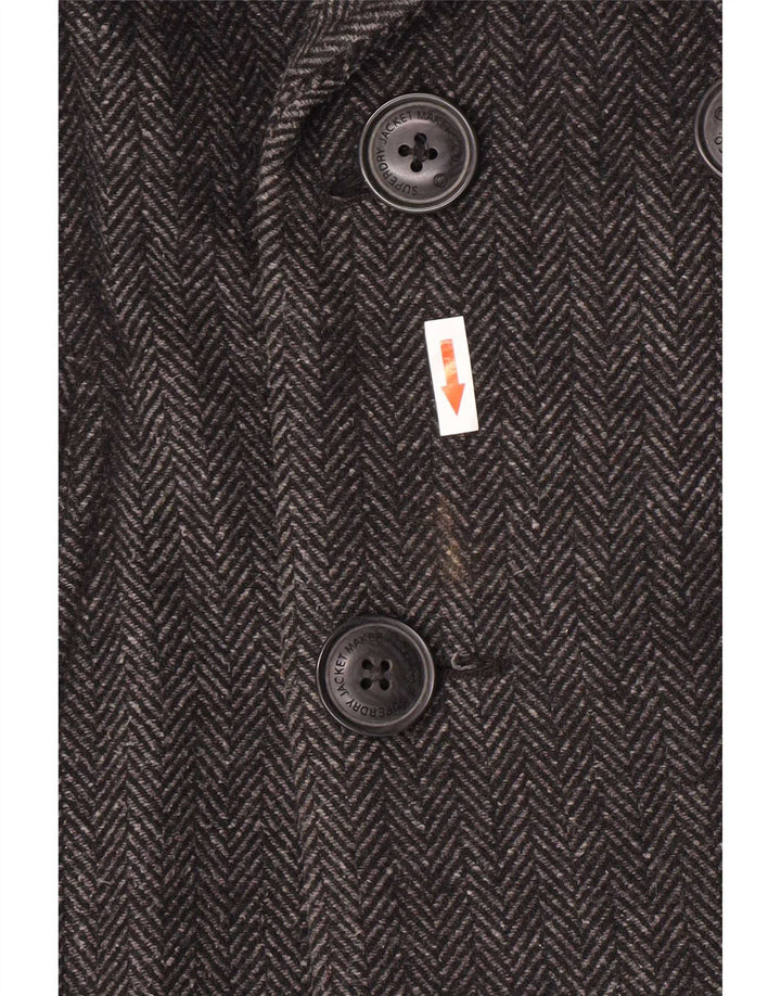 Superdry Caban Homme UK 40 Large Gris Chevrons Laine Classique