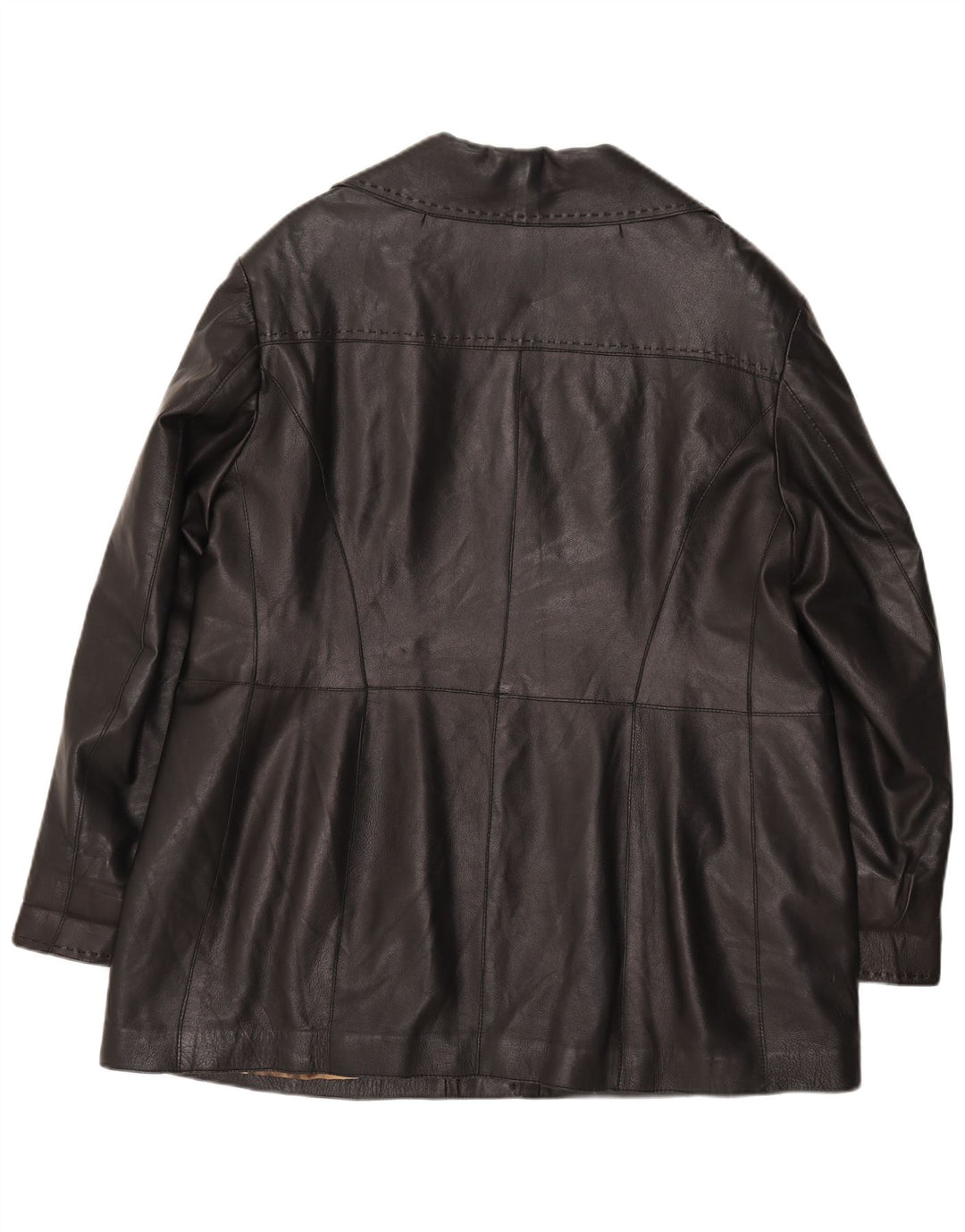 manteau en cuir femme vintage UK 16 Grand cuir noir