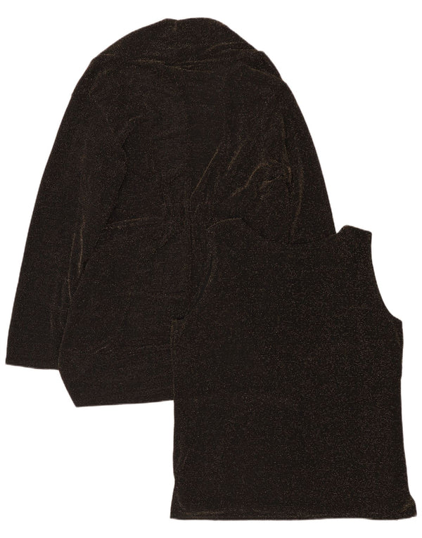 vintage Femmes 2 Pièces Ensemble UK 18 XL Nylon Noir