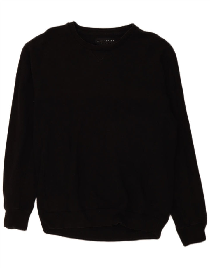 Zara Mens Sweatshirt Jumper Large Noir Coton