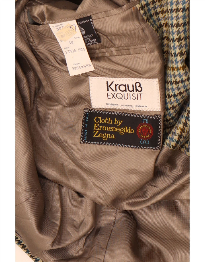 Ermenegildo Zegna Veste Blazer Homme EU 50 Pied De Poule Kaki Moyen