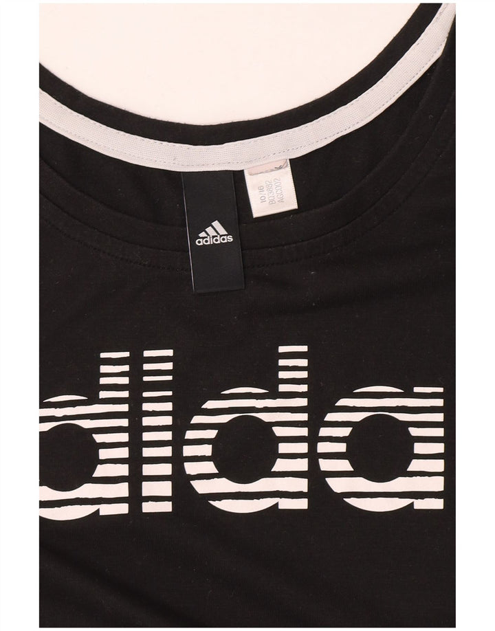 Adidas T-shirt graphique pour femme UK 12 Noir moyen