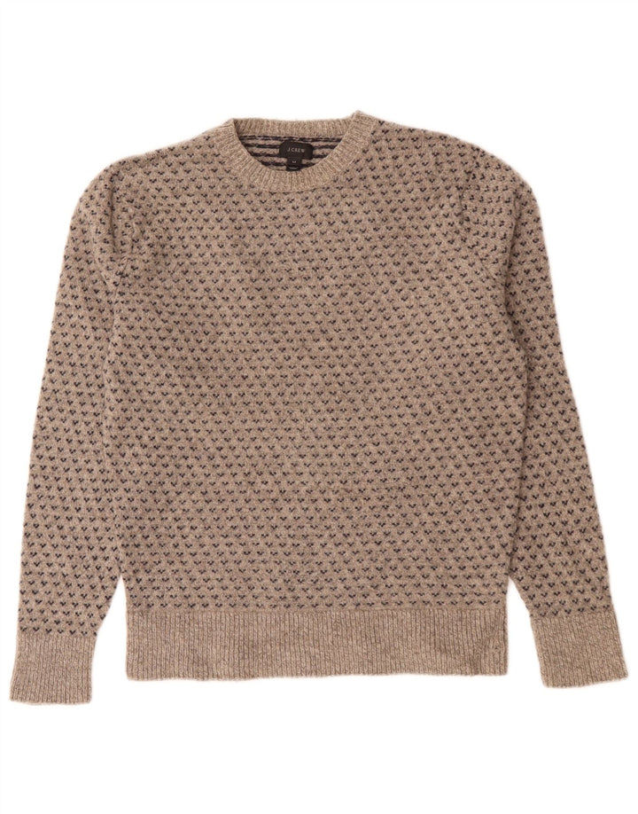 J. CREW Pull col bateau pour femme UK 14 Gris moyen Fair Isle