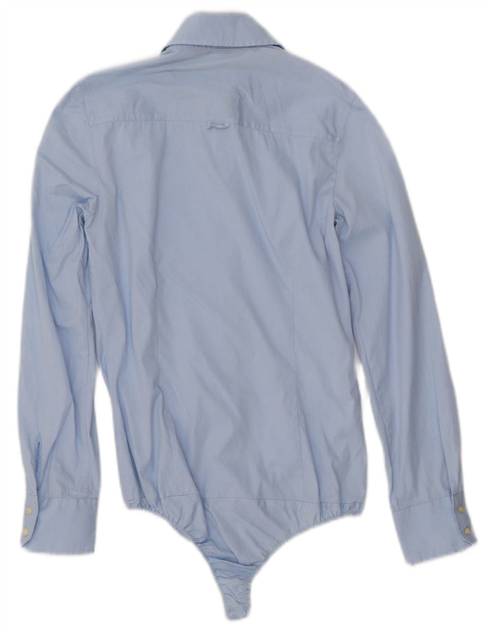 ZARA Body à manches longues pour femme UK 6 XS Bleu Coton