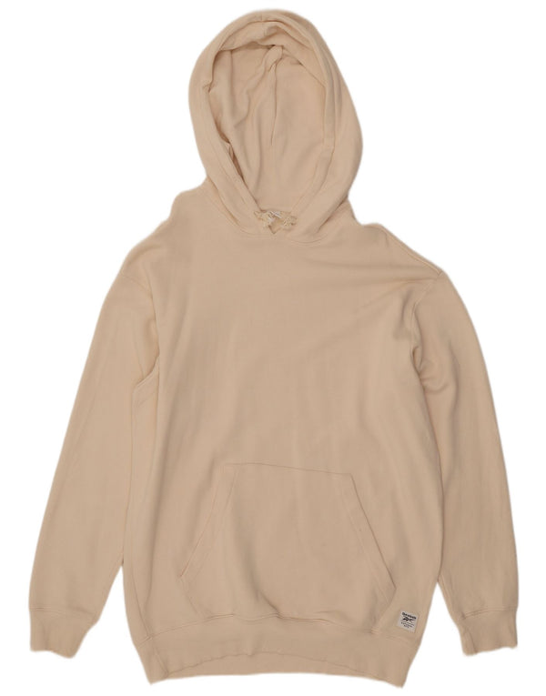 REEBOK Pull à capuche surdimensionné pour femme UK 16 Large en coton blanc cassé