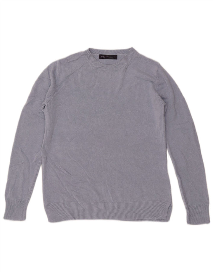 Marks & Spencer Pull surdimensionné à col rond pour femme UK 10 Petit Bleu
