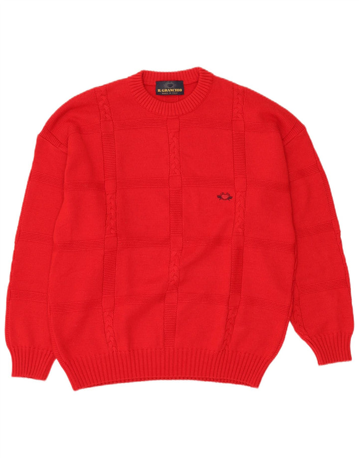 IL GRANCHIO Pull col rond homme grande laine rouge