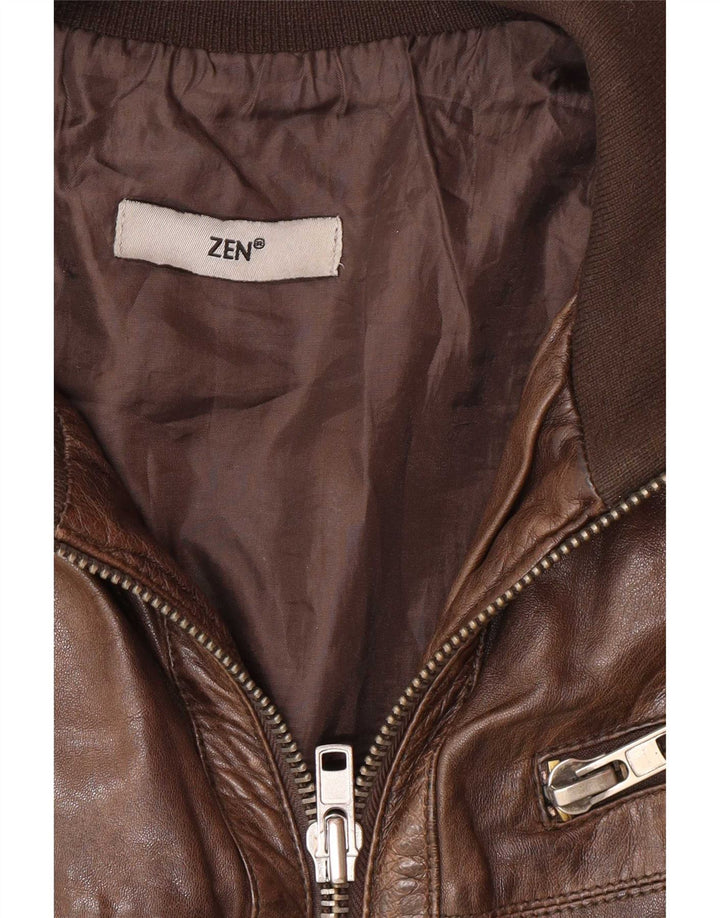 Zen Veste en cuir pour homme UK 40 Grand cuir marron