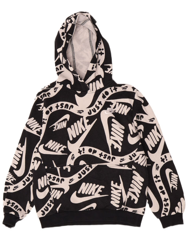 Nike Pull à capuche graphique coupe régulière pour garçon 12-13 ans Grand noir en coton