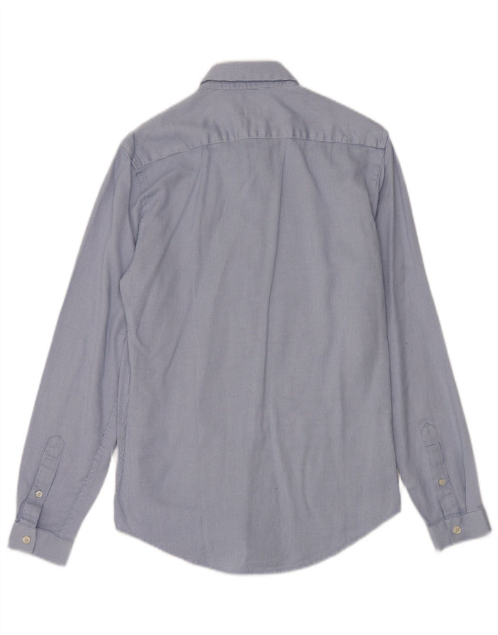 Zara Chemise Slim Fit Petit Coton À Pois Bleu