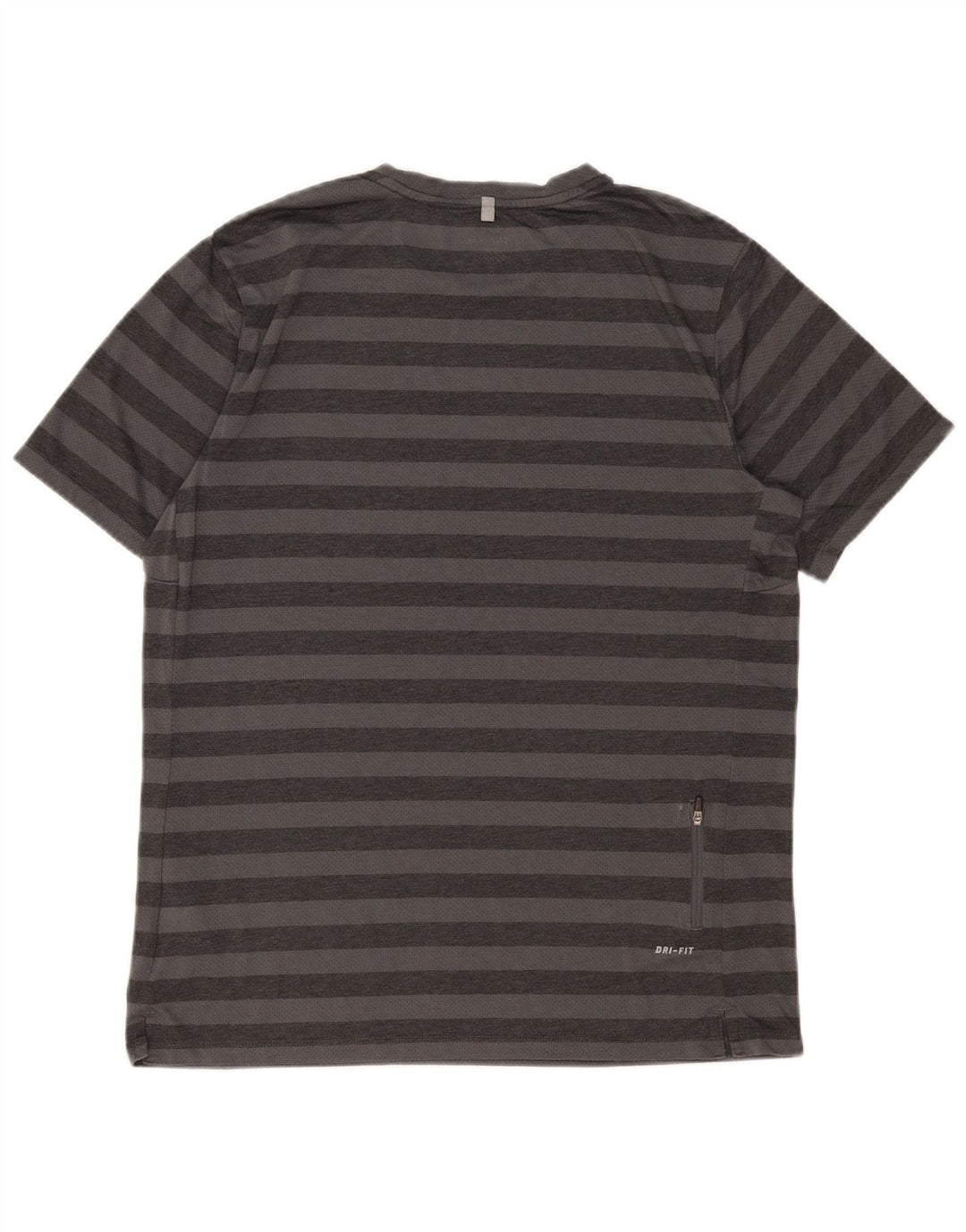 Nike Hommes Dri Fit T-Shirt Haut Large Gris Rayé Polyester