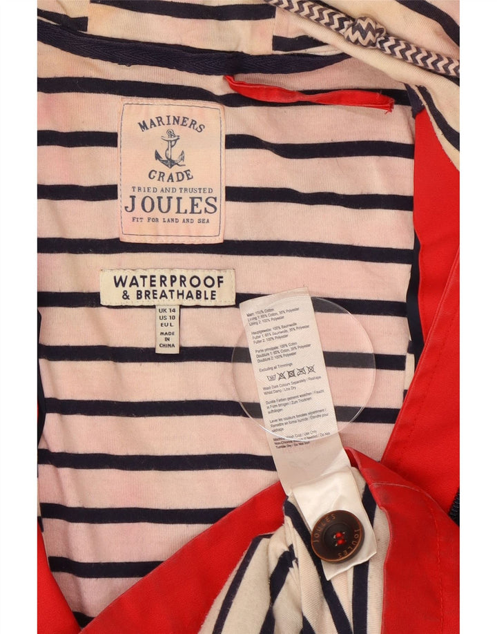 Joules Veste de pluie à capuche pour femme UK 14 Large Rouge Coton