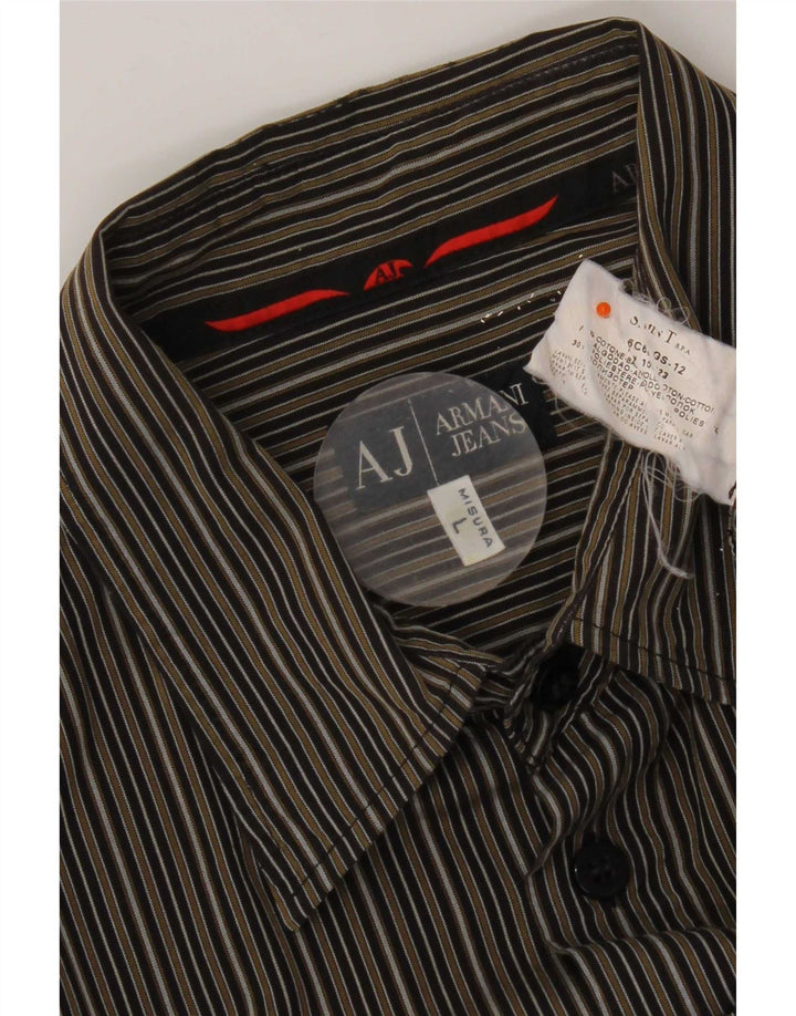 Armani Chemise Homme Grand Coton Rayé Vert