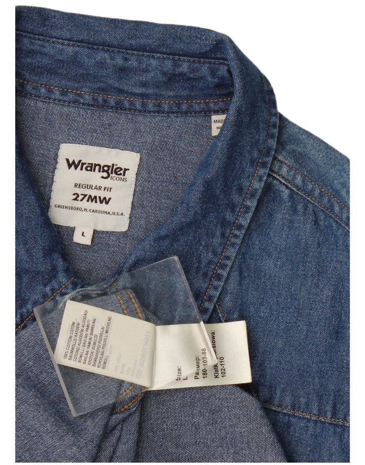 Wrangler Chemise en jean coupe droite pour homme en coton bleu moyen