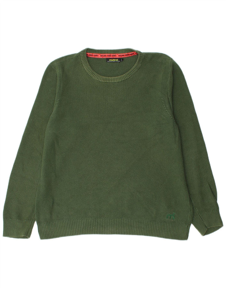MISTRAL Pull à col rond pour homme en coton vert grand