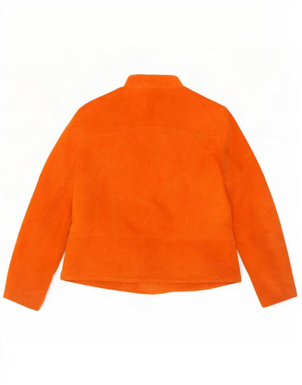 veste en daim femme vintage UK 16 Grand cuir orange