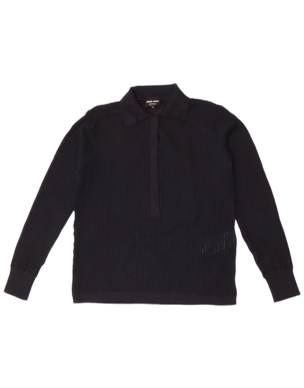 Giorgio Armani Pull surdimensionné à col polo pour femme IT 38 XS Bleu marine