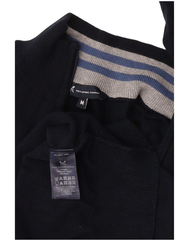 Crew Clothing Pull col zippé pour homme en coton bleu marine moyen