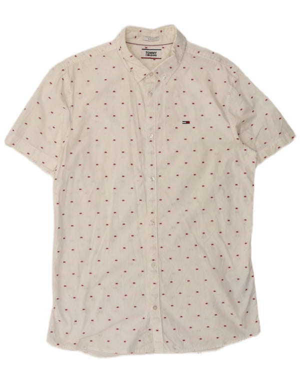 Tommy Hilfiger Chemise Slim à Manches Courtes Homme Blanc Moyen Coton