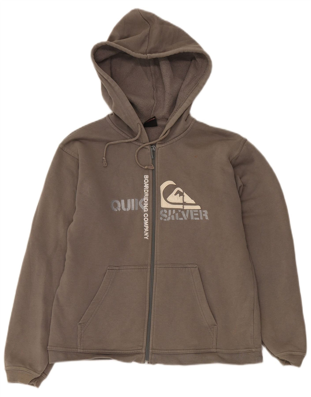 QUIKSILVER Pull à capuche zippé graphique pour femme UK 14 Grand coton gris